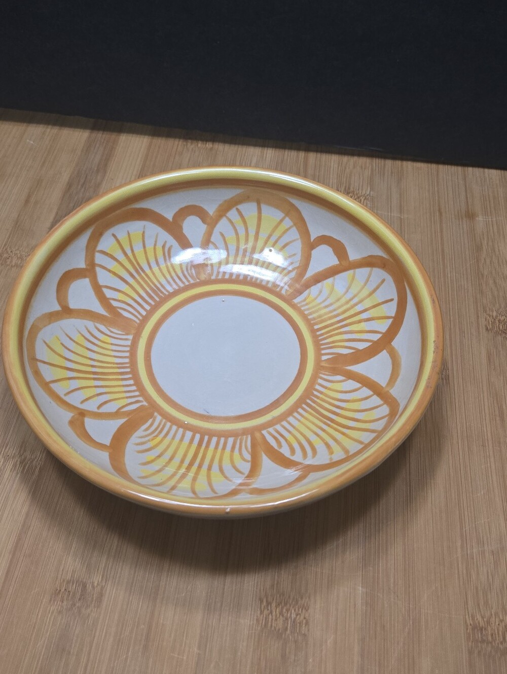 Vintage Orange Brown Yellow Sunflower Bowl Trinket Dish